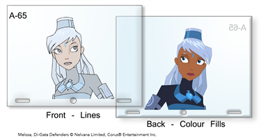 Example of Line Inking and Colour Painting on Cel using a character from the production Di-Gata