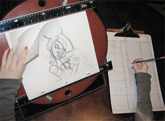 Animation disc with animation paper and traditional exposure sheet - Traditional Animation