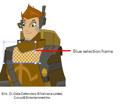 Selection frame surrounds texture to edit