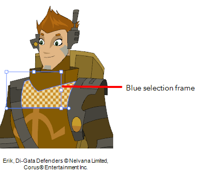 Selection frame surrounds texture to edit