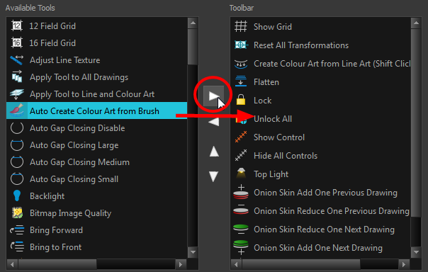 How to add a button to a toolbar in Toon Boom Harmony