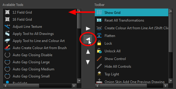 How to Remove a Button from a Toolbar in Toon Boom Harmony