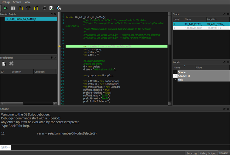 QT Script Debugger