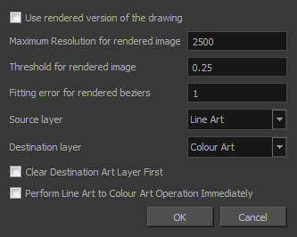 Configure Line Art to Colour Art