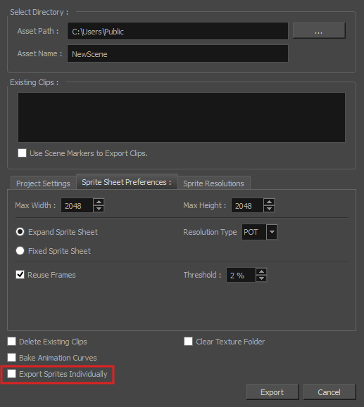 Export Sprites Individually | Toon Boom Learn