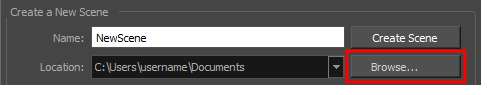 Browse for scene location