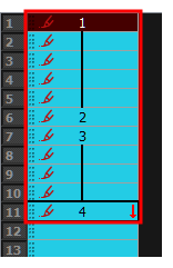 Filled cells in the Xsheet view